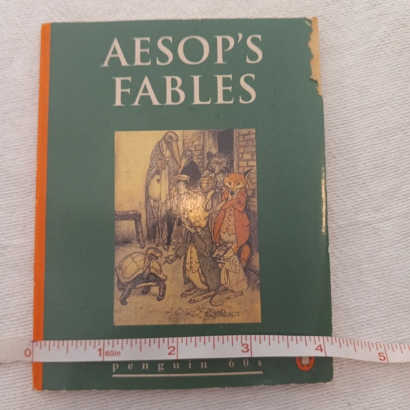 EUC vintage Penguin 60s Aesop's Fables Green With Orange Spine - Picture 6 of 6